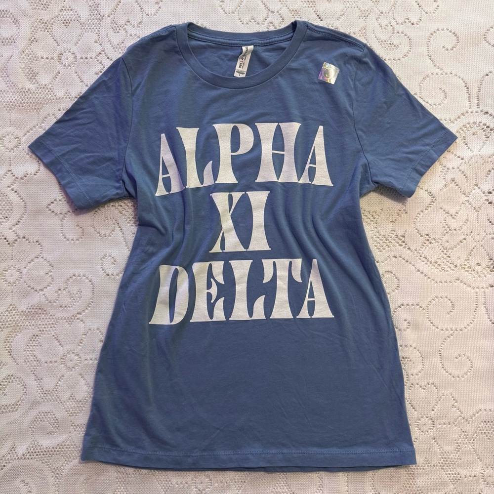 Alpha Xi Delta sorority Tee, Bella Canvas Blue Crew Neck T-Shirt